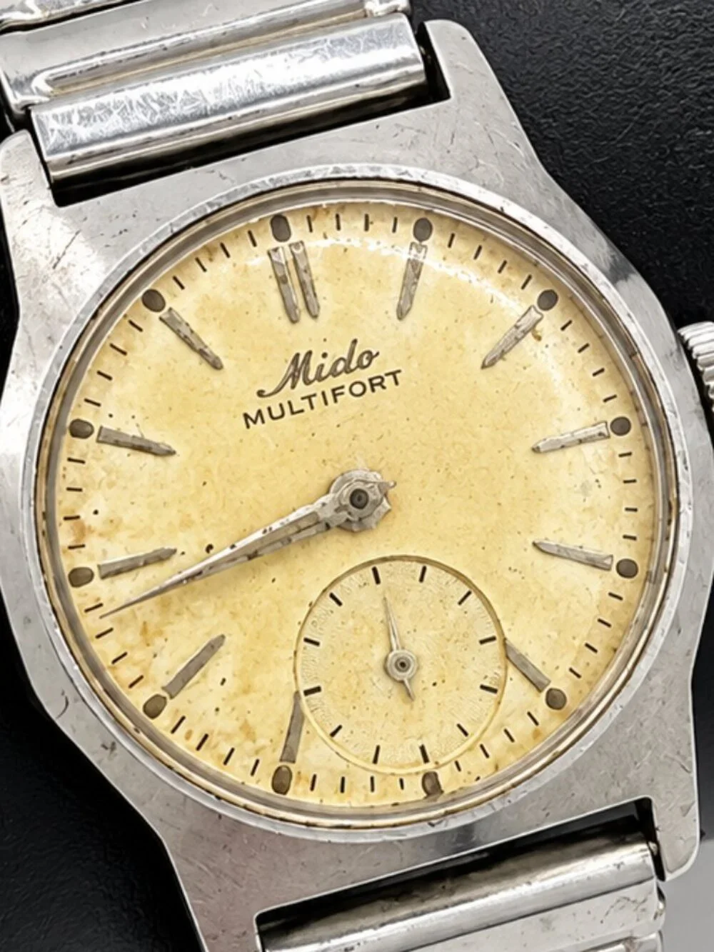 Vintage Mido Multifort Hand Winding Watch Swiss Mechanical Silver Tone